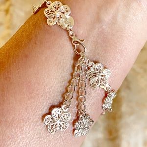 925 Sterling Silver Bracelet Flower Design